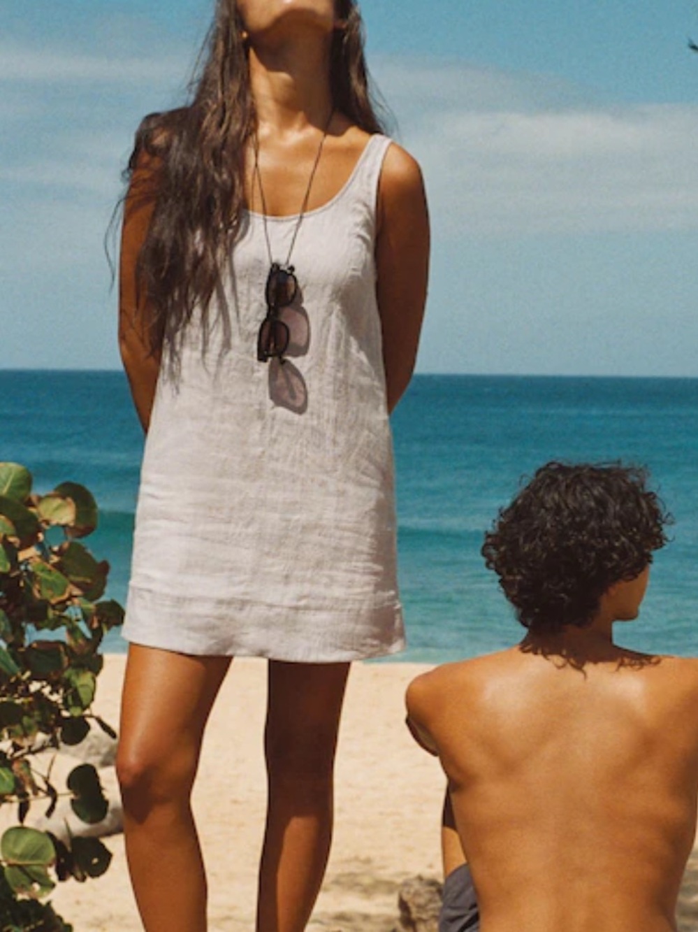Scoopneck Mini Shift Dress in 100% Linen Medium